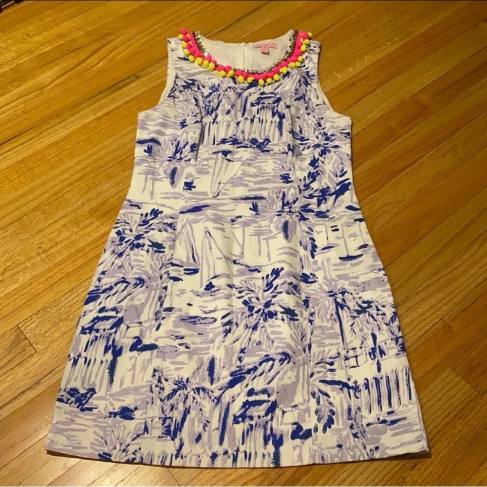Lilly Pulitzer White Purple and Blue Dress Sleeveless Casual size 6